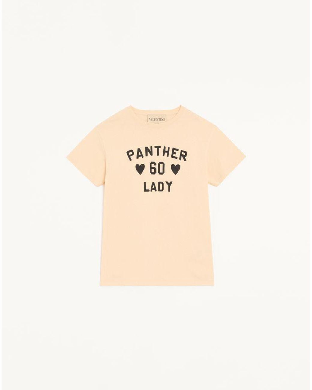 Valentino White Cotton Jersey T-Shirt With Panther Lady Print