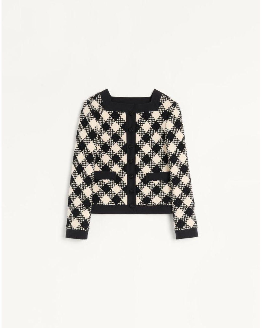 Valentino White Damier Tweed Jacket 38