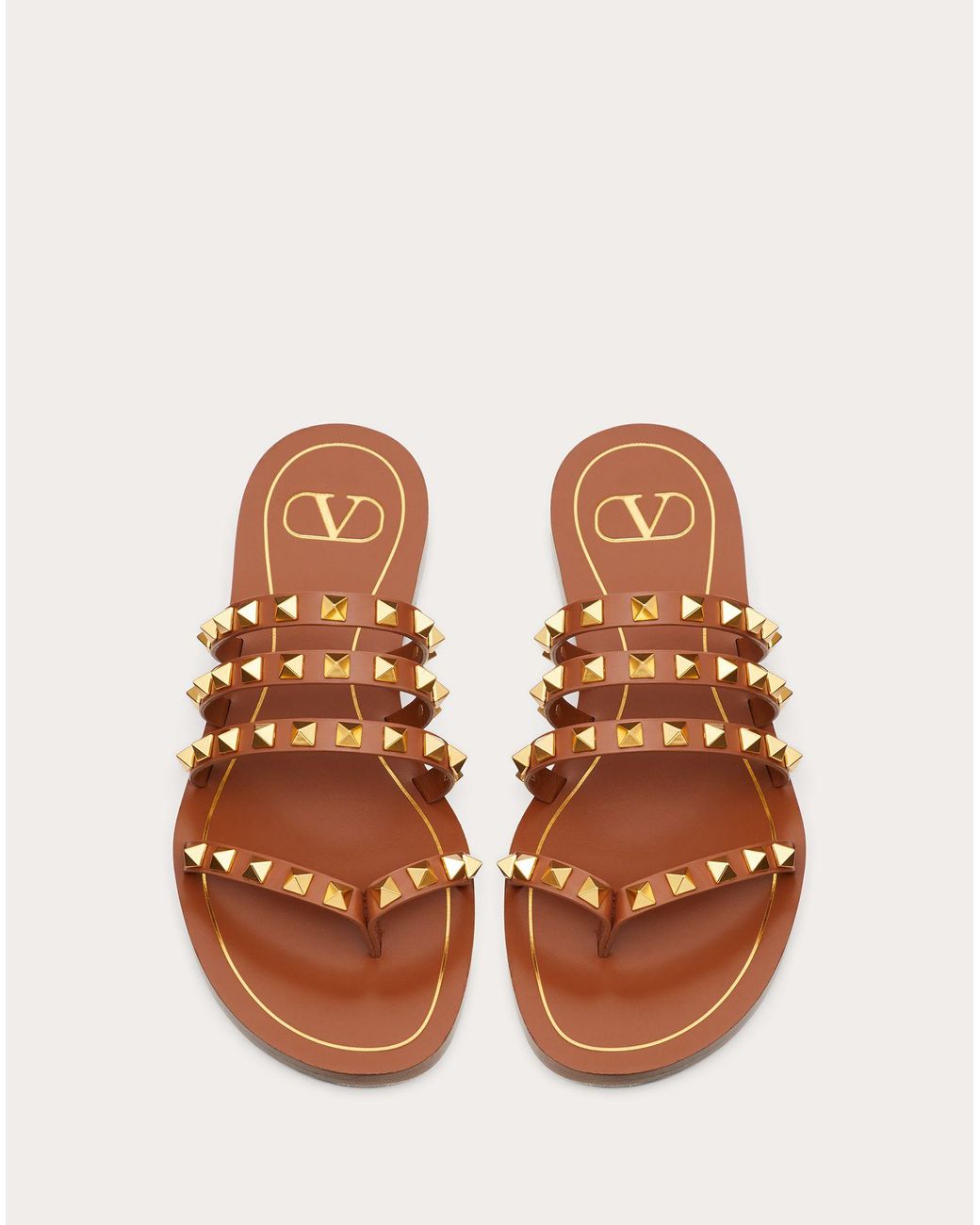 valentino flat slide sandal with crossover straps
