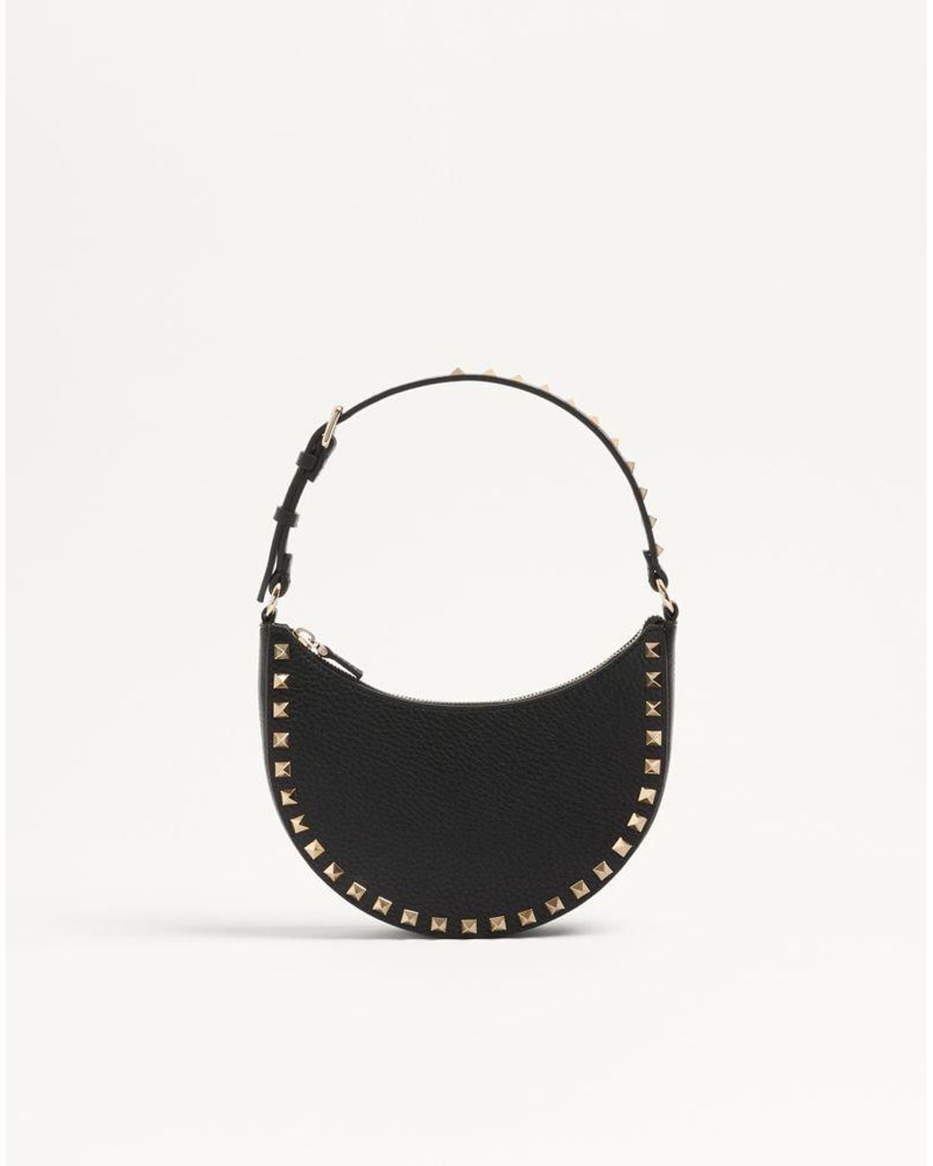 Valentino Garavani Black Mini Rockstud Hobo Bag