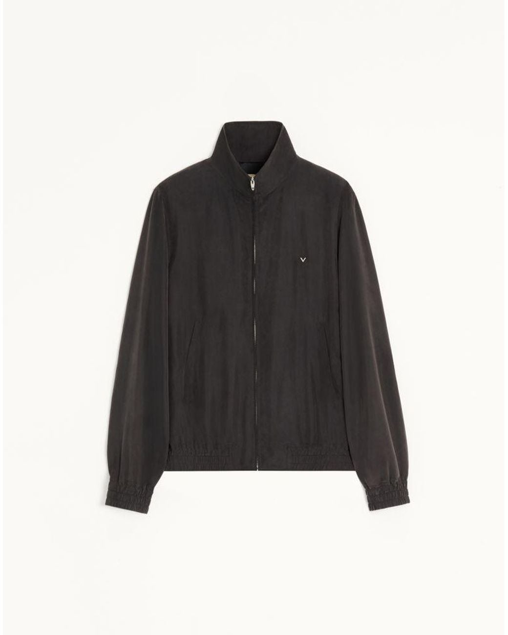 Valentino Black Washed Silk Jacket With Metallic V Detail for men