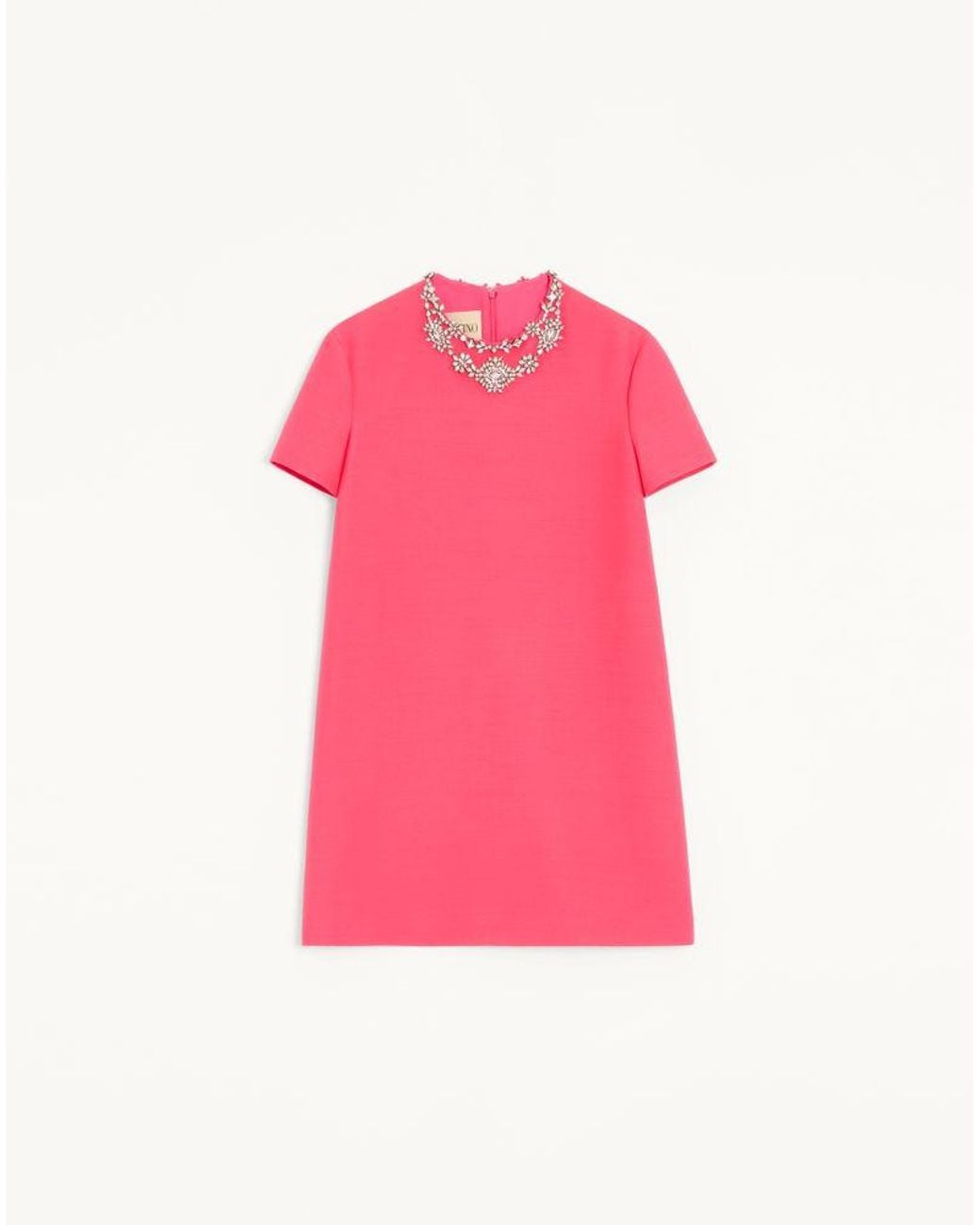 Valentino Pink Embroidered Crepe Couture Short Dress 36