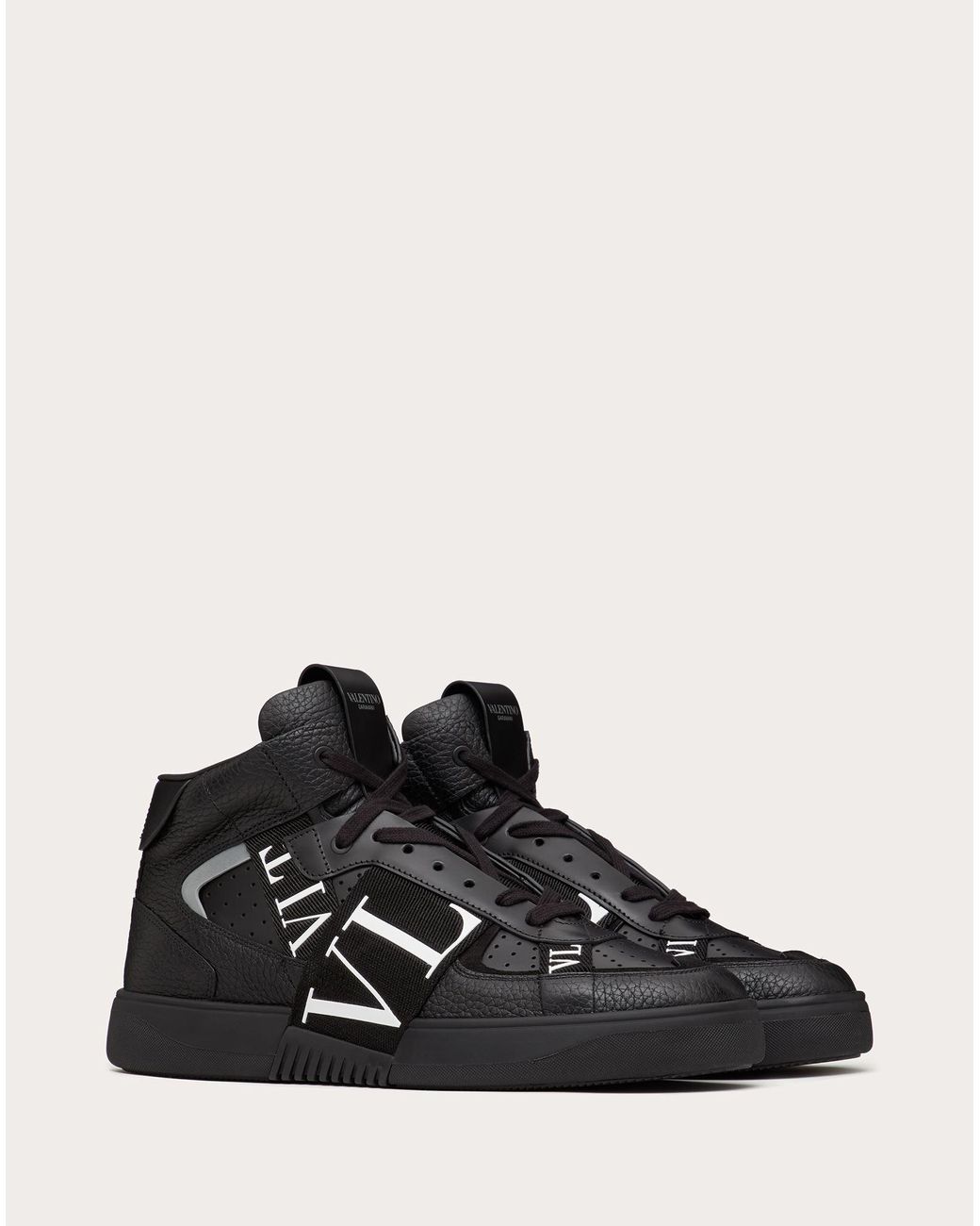 Valentino Garavani Valentino Garavani Mid-top Calfskin Vl7n Sneaker With  Bands in Black for Men - Lyst