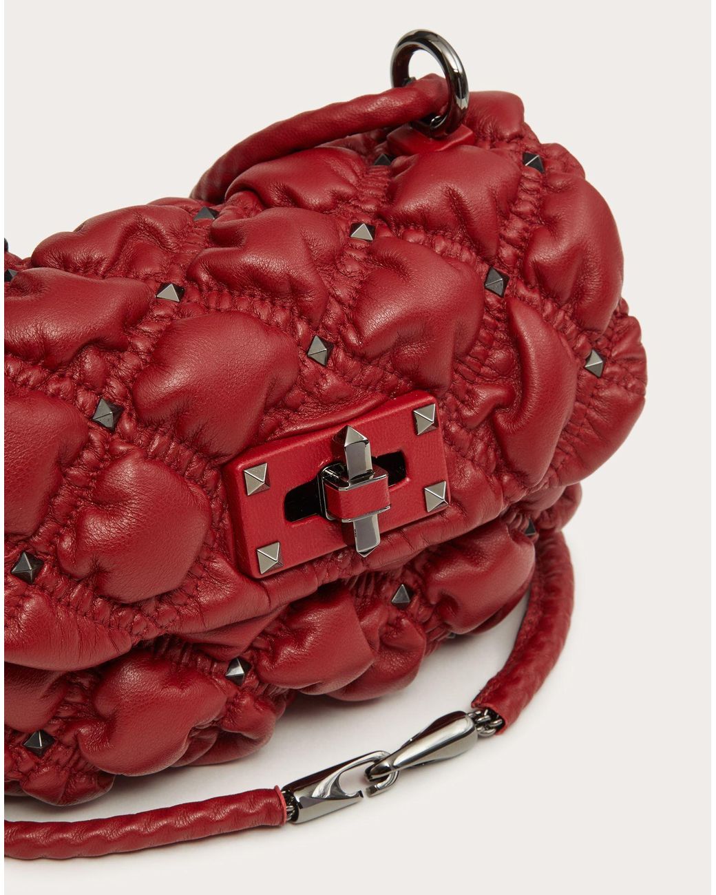 Valentino Medium Nappa Spikeme Shoulder Bag - Red