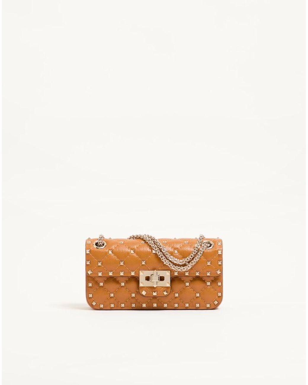 Valentino Garavani Natural Rockstud Spike Small Shoulder Bag