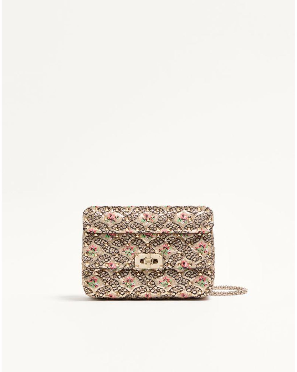 Valentino Garavani Natural Rockstud Spike Small Shoulder Bag