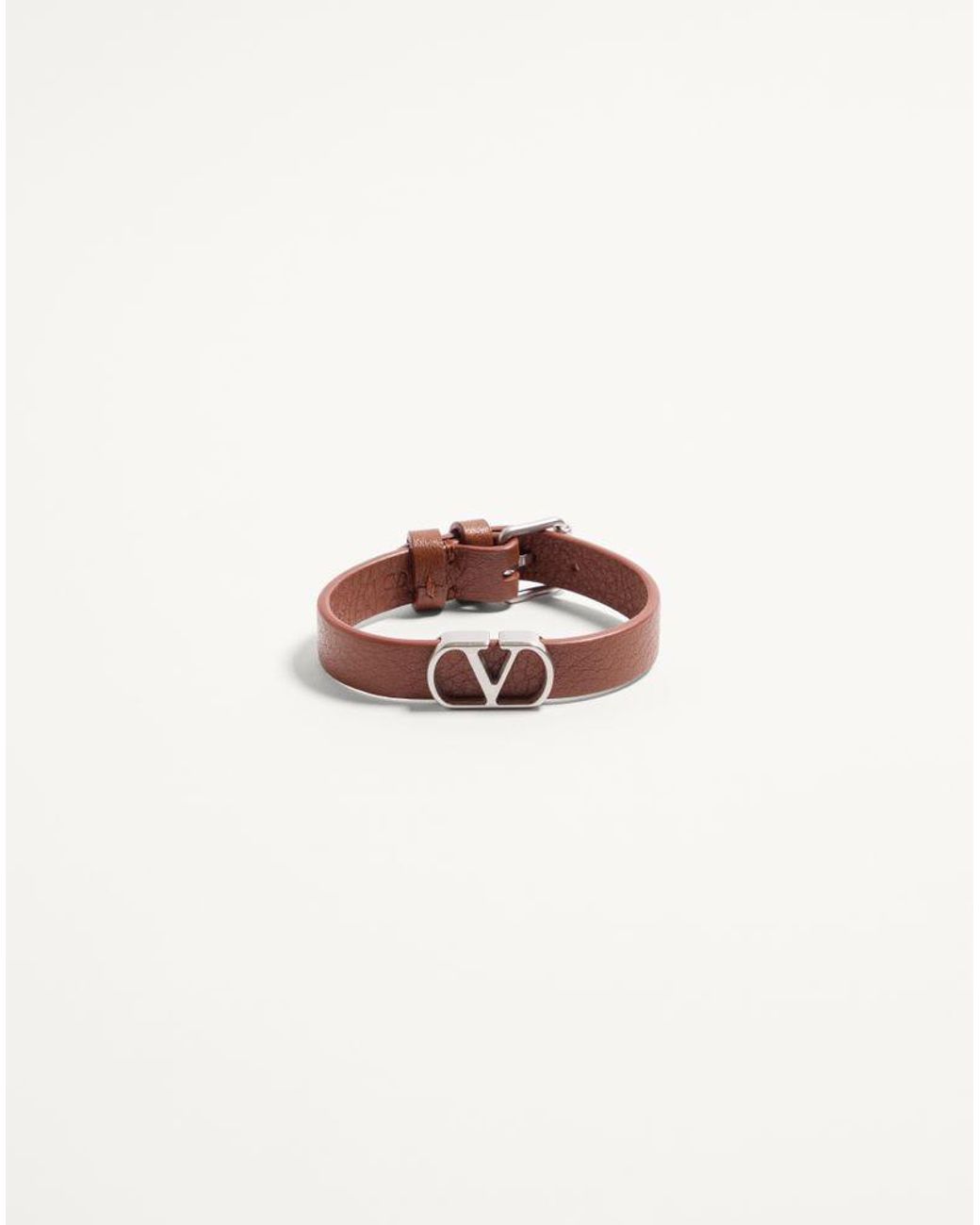 Valentino Garavani White Vlogo Signature Grainy Calfskin Bracelet for men