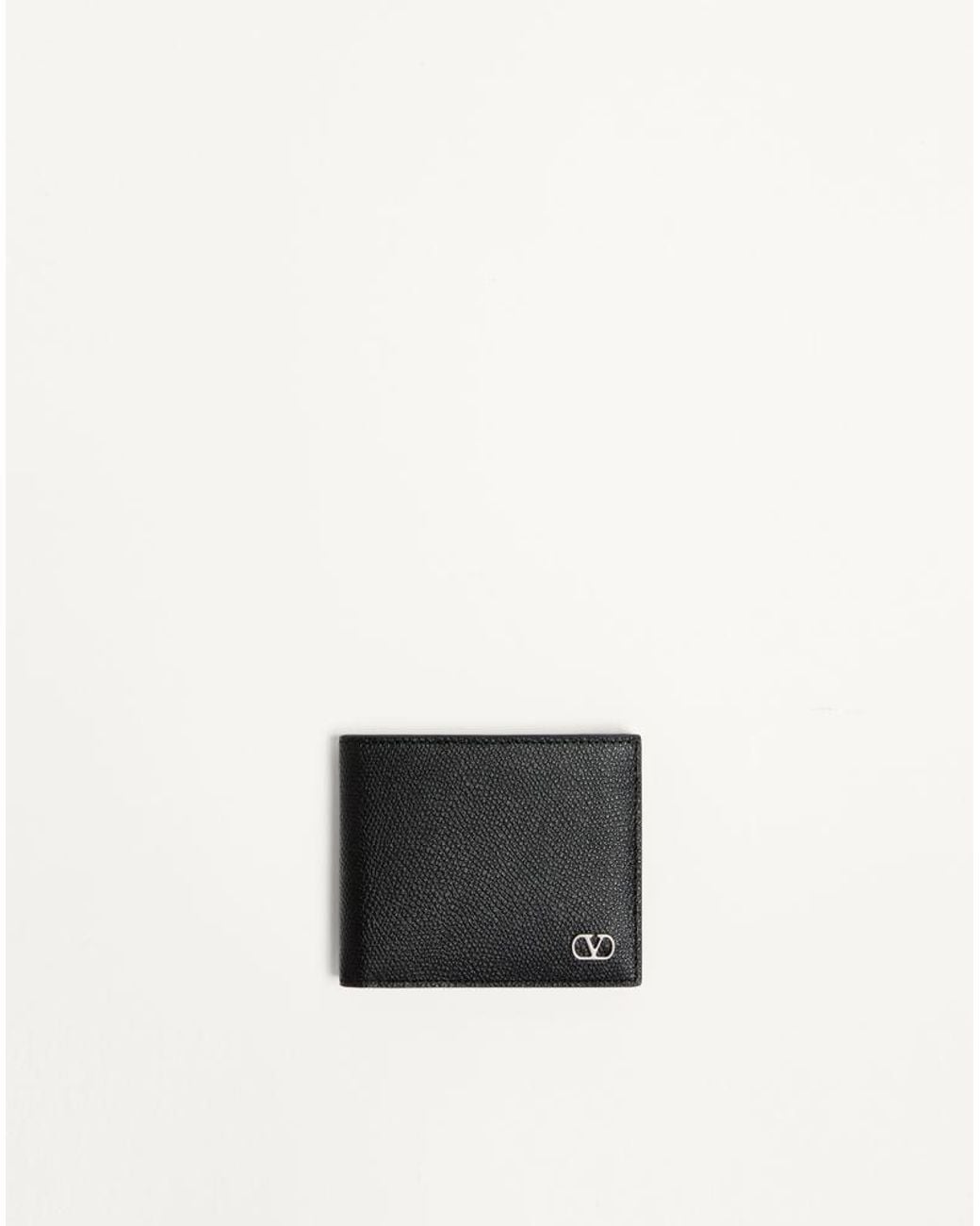 Valentino Garavani White Vlogo Signature Grainy Calfskin Wallet for men