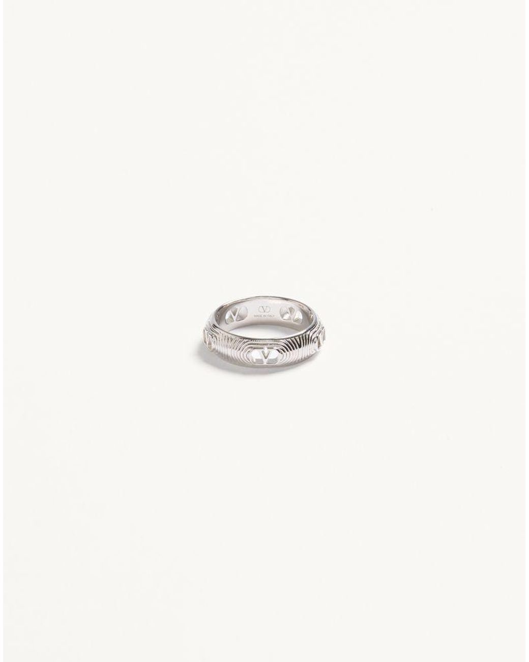 Valentino Garavani White Ovalette Metal Ring for men