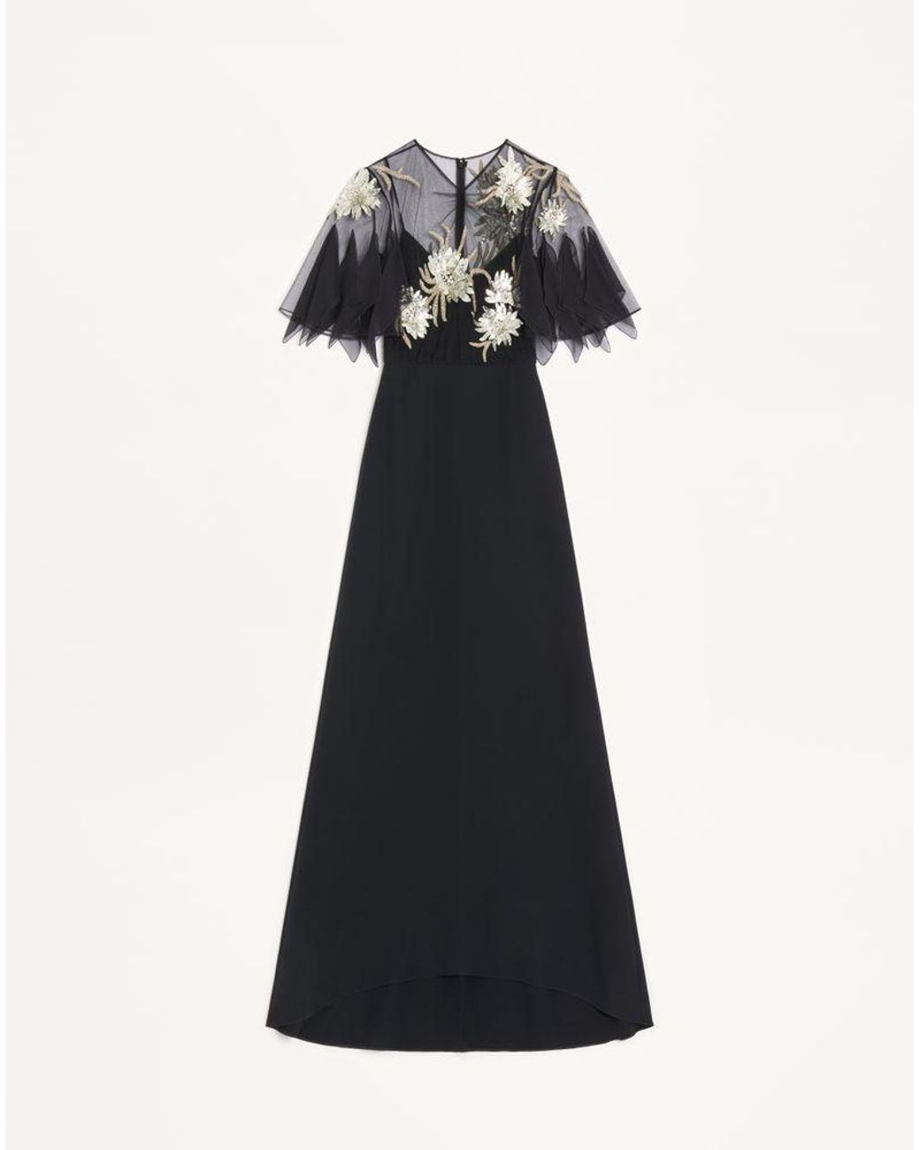 Valentino Black Embroidered Cady Couture Gown