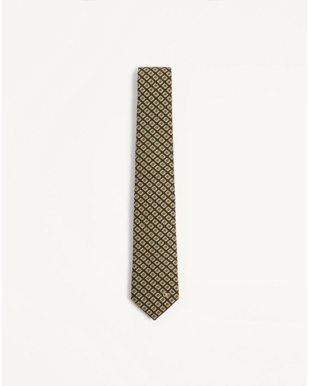 Valentino Garavani White Valentie Cotton Jacquard Tie With Chamber Pattern And Vlogo Signature Detail for men
