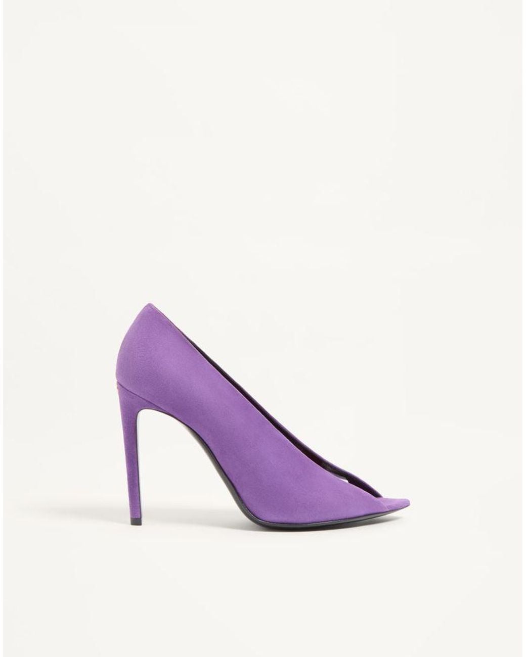 Valentino Garavani Purple Open Toe Révélé Suede Pumps 105Mm