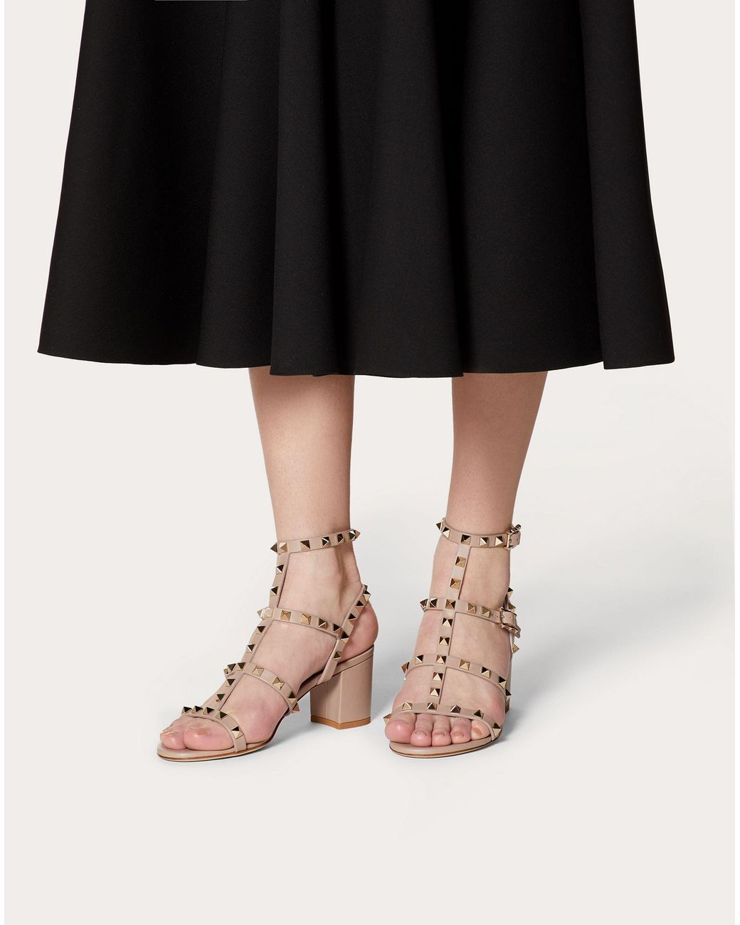 Valentino garavani rockstud caged 60mm slide sandals cheap