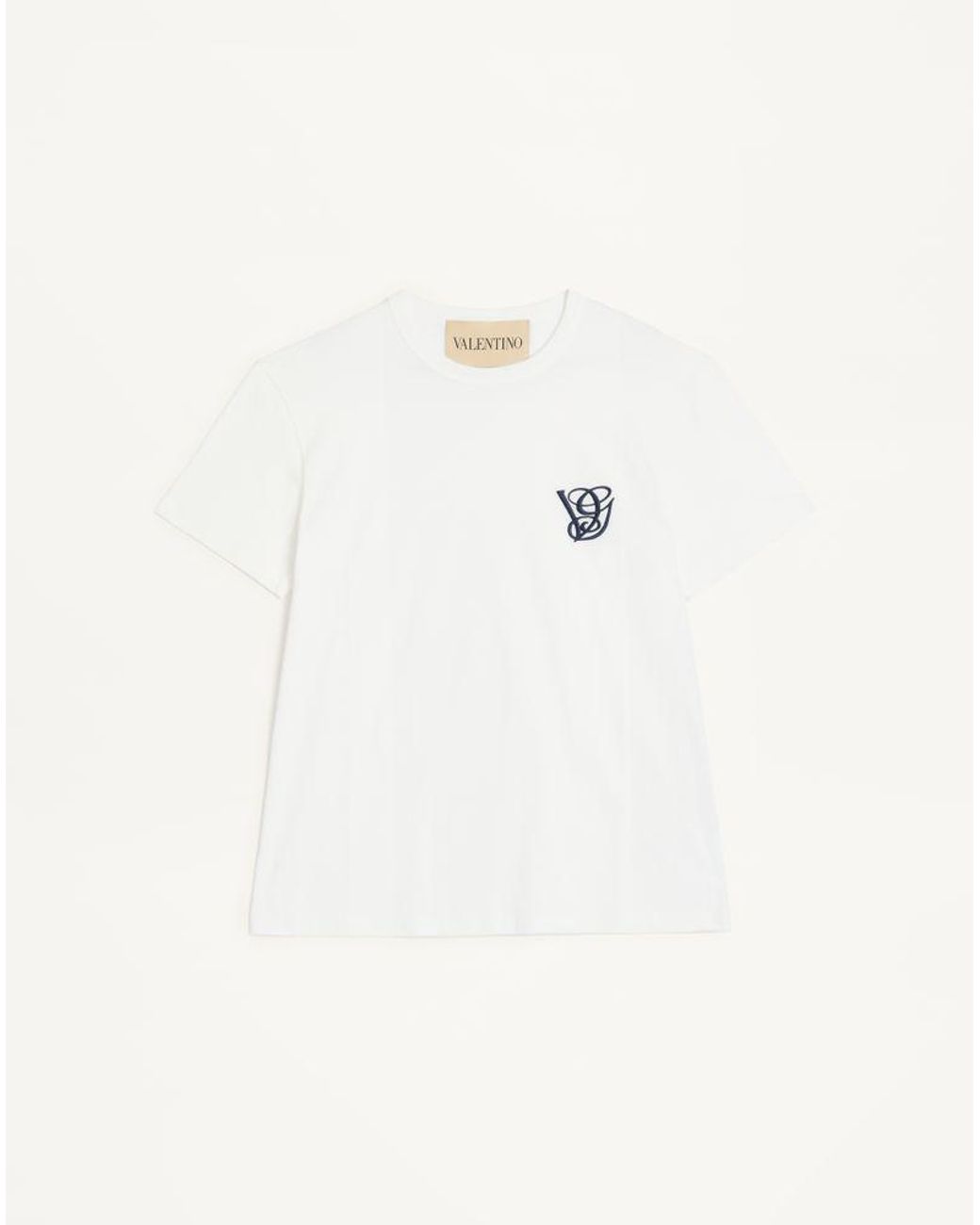 Valentino Natural Cotton T-Shirt With Vg Patch for men