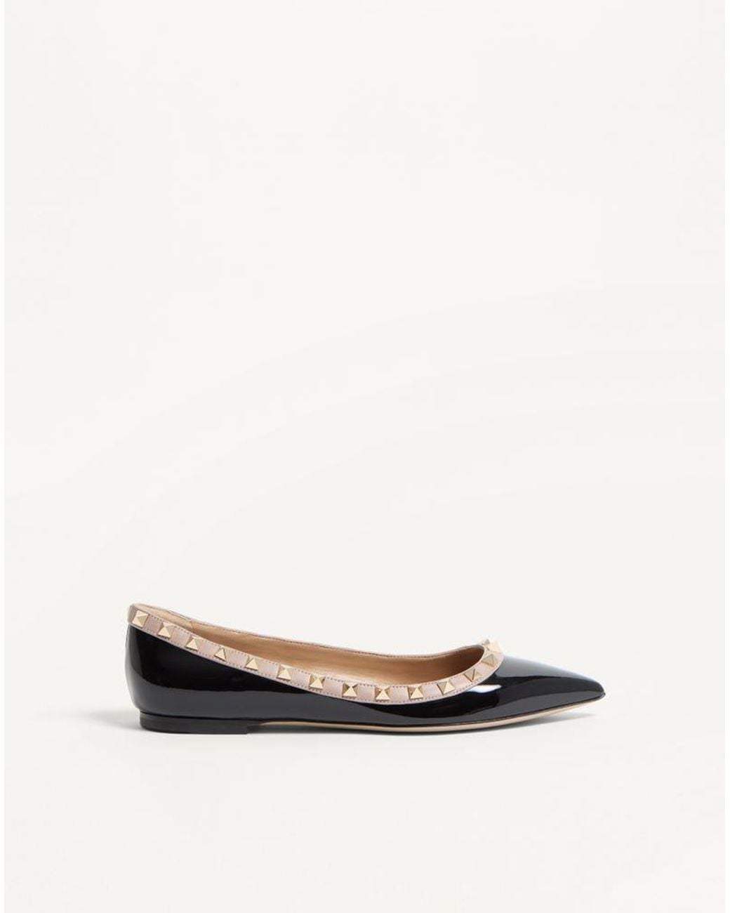 Valentino Garavani Natural Patent Rockstud Ballet Flat 34.5