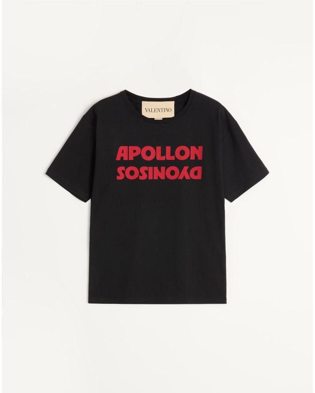 Valentino Black Cotton T-Shirt With Apollon/Dyonisos Print for men
