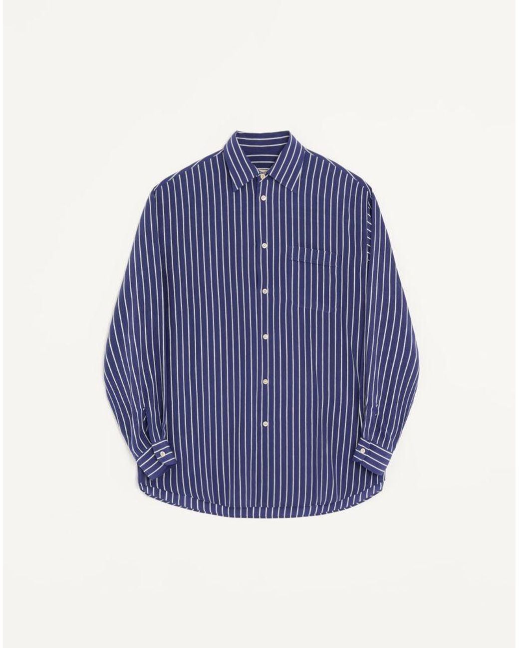 Valentino Blue Silk Crepe De Chine Shirt With All-Over Hypestripe Print for men