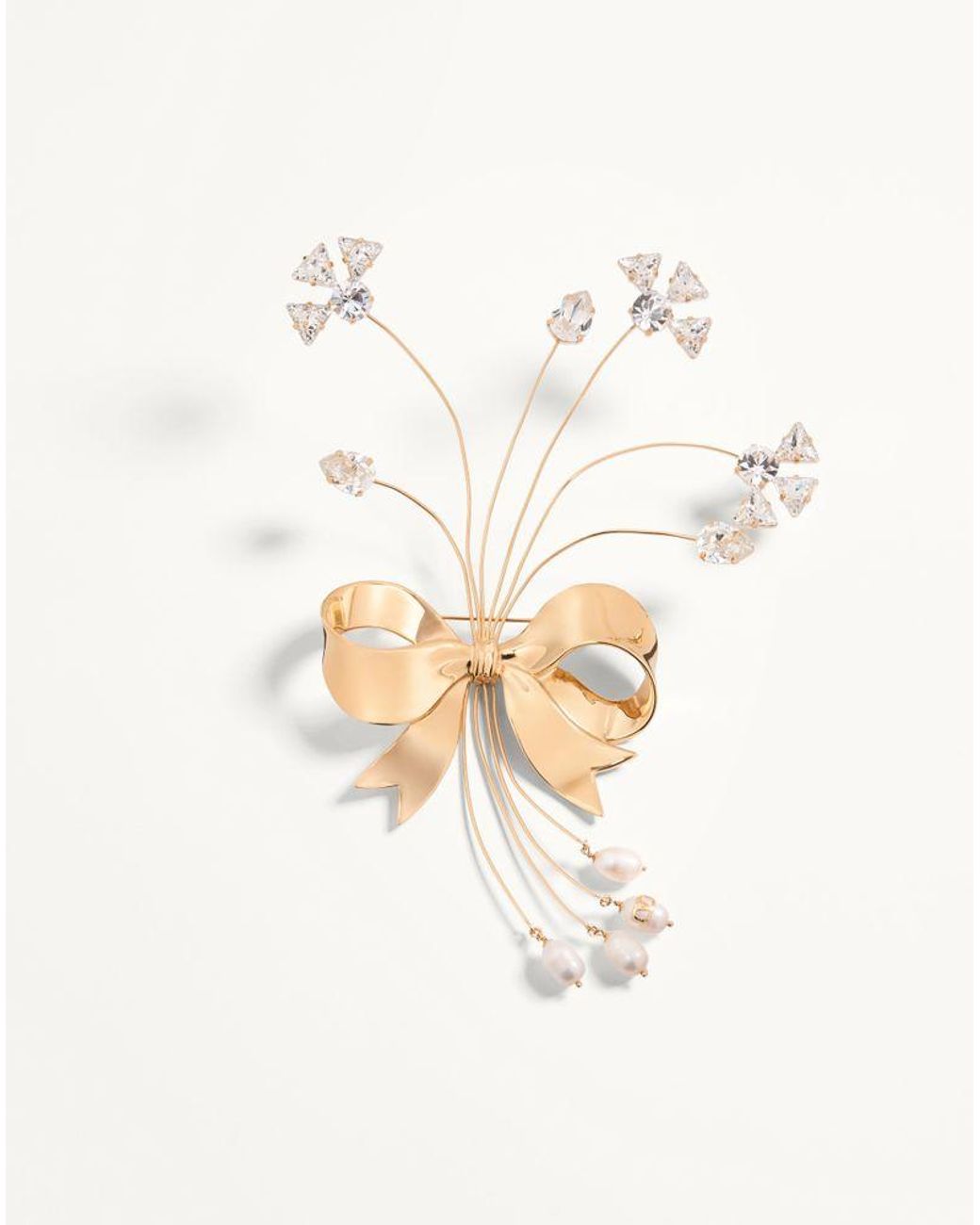 Valentino Garavani White Papier Floral Brooch