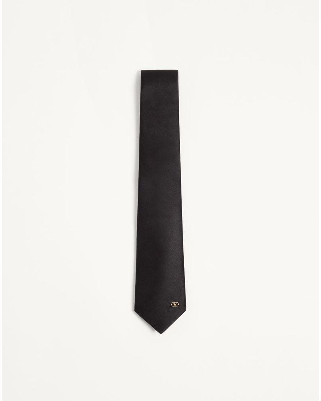 Valentino Garavani White Valentie Silk Tie With Vlogo Signature Detail for men