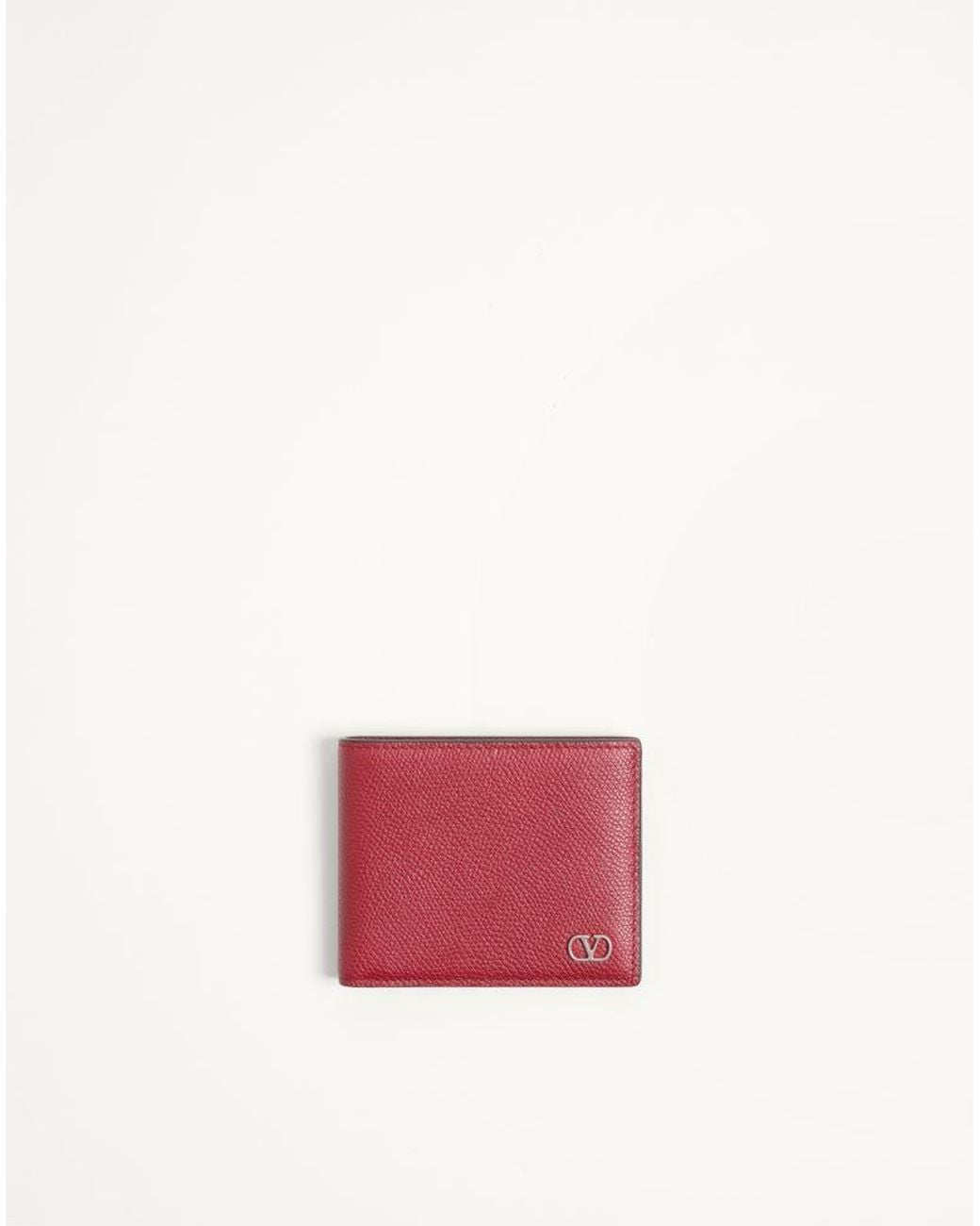 Valentino Garavani Pink Vlogo Signature Grainy Calfskin Wallet for men