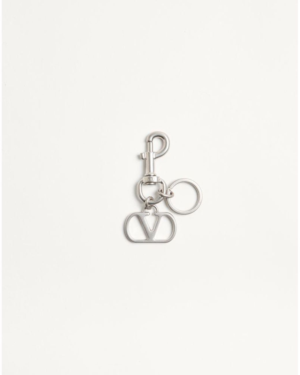 Valentino Garavani Natural Vlogo Signature Metal Bag Charm With Key Ring for men