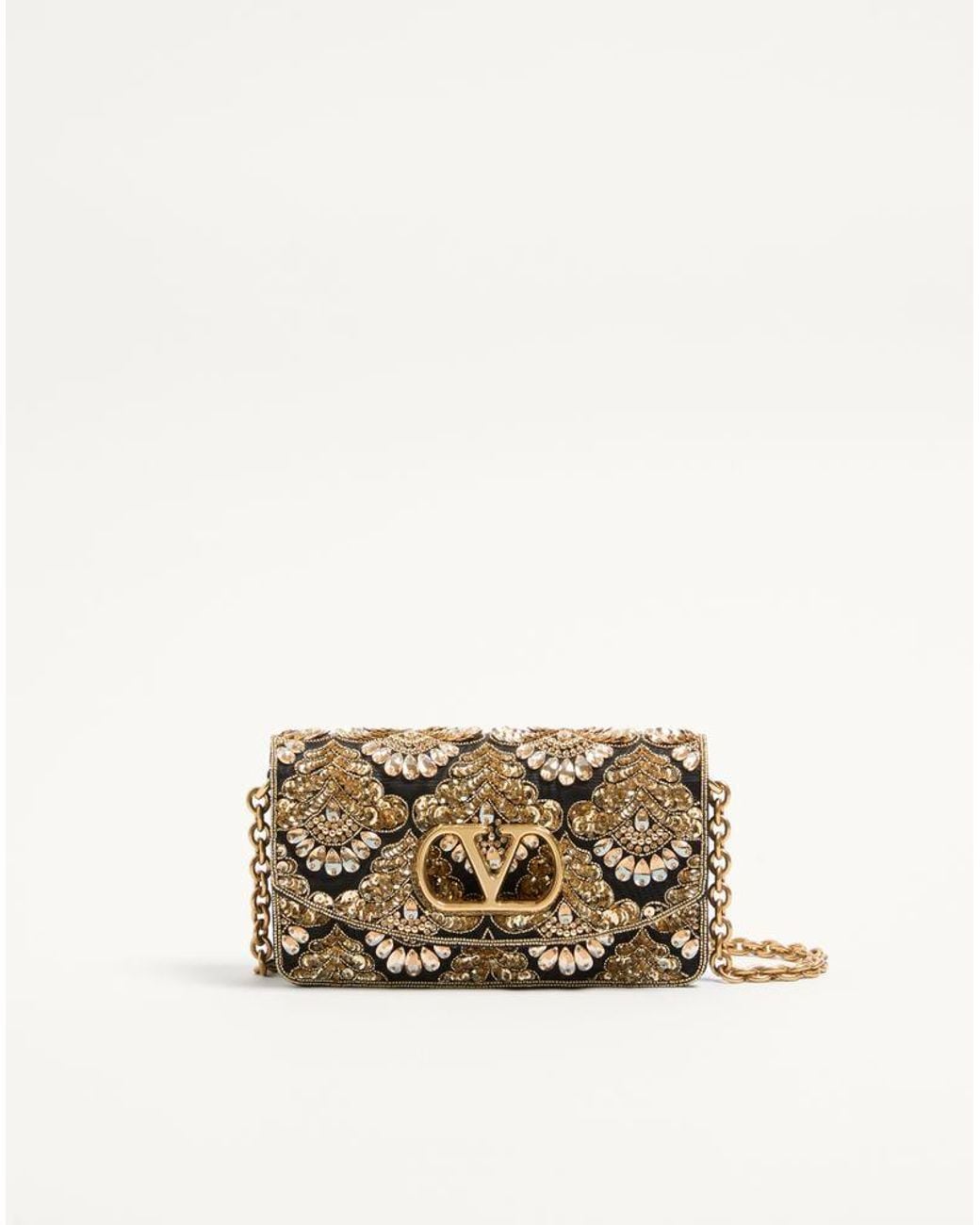 Valentino Garavani Natural Vain Small Embroidered Clutch
