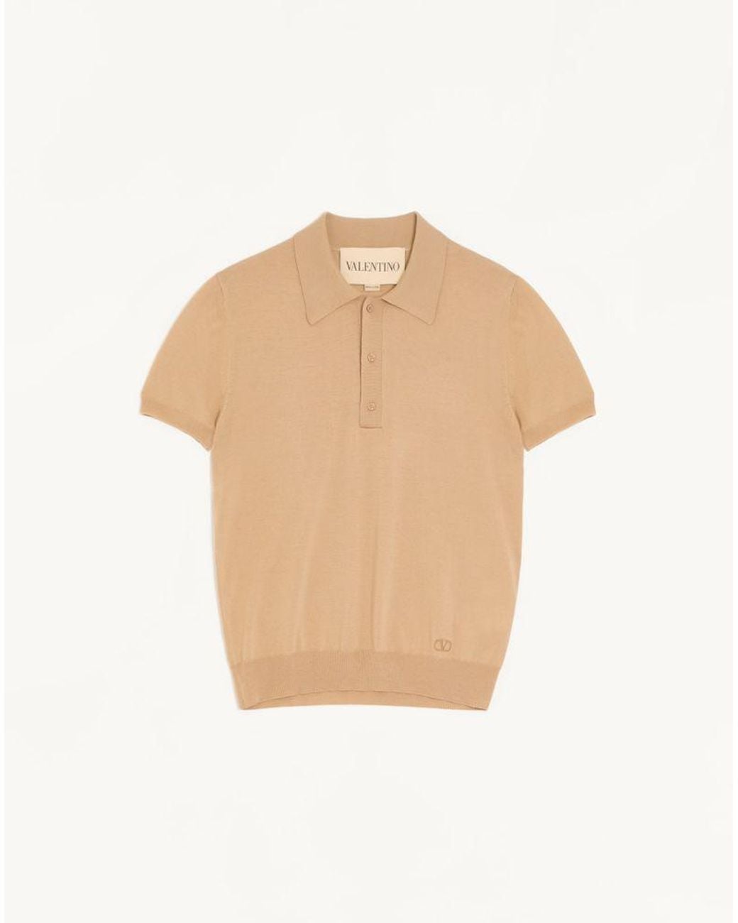 Valentino Natural Wool Polo With Vlogo Embroidery for men
