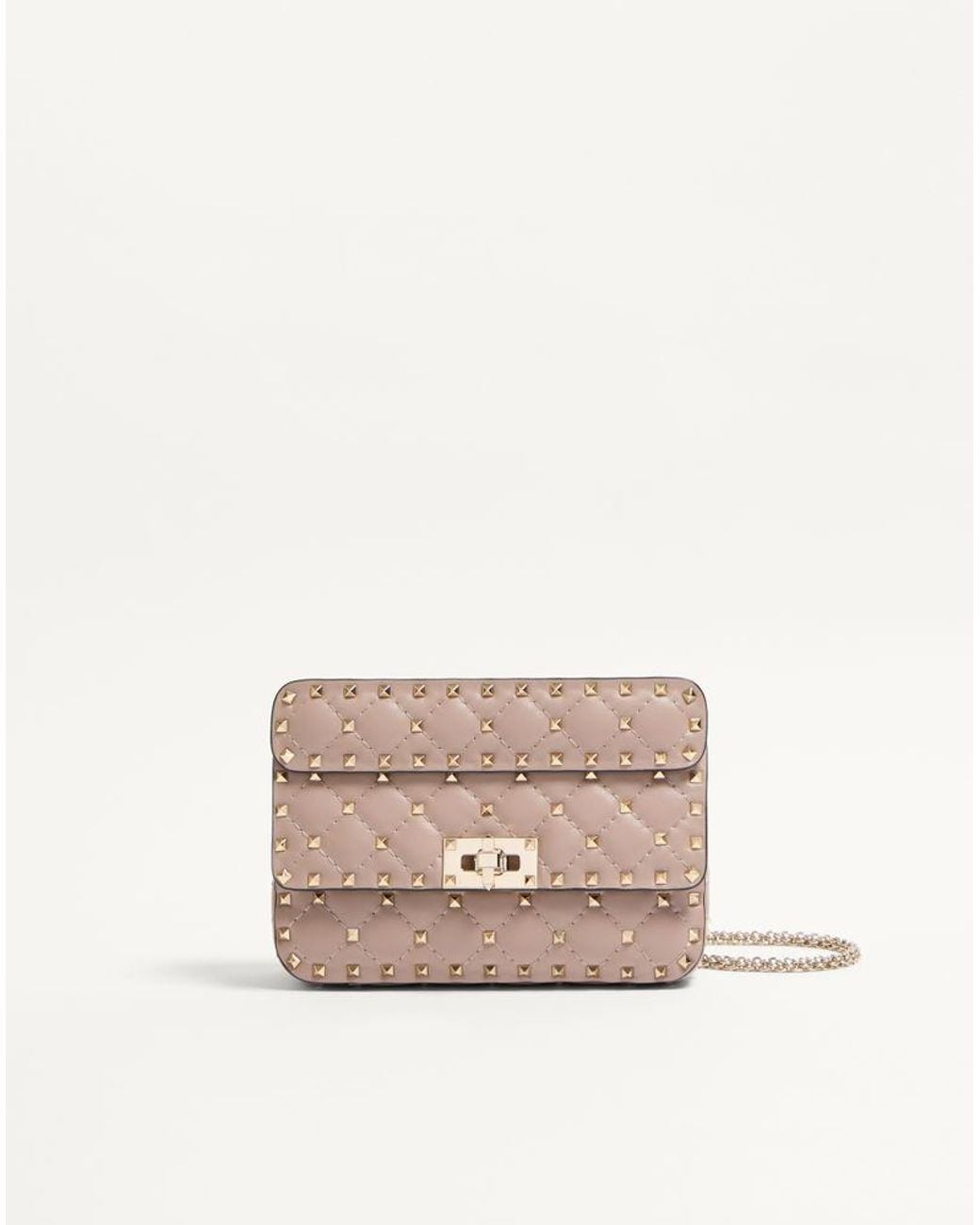 Valentino Garavani Natural Rockstud Spike Small Shoulder Bag