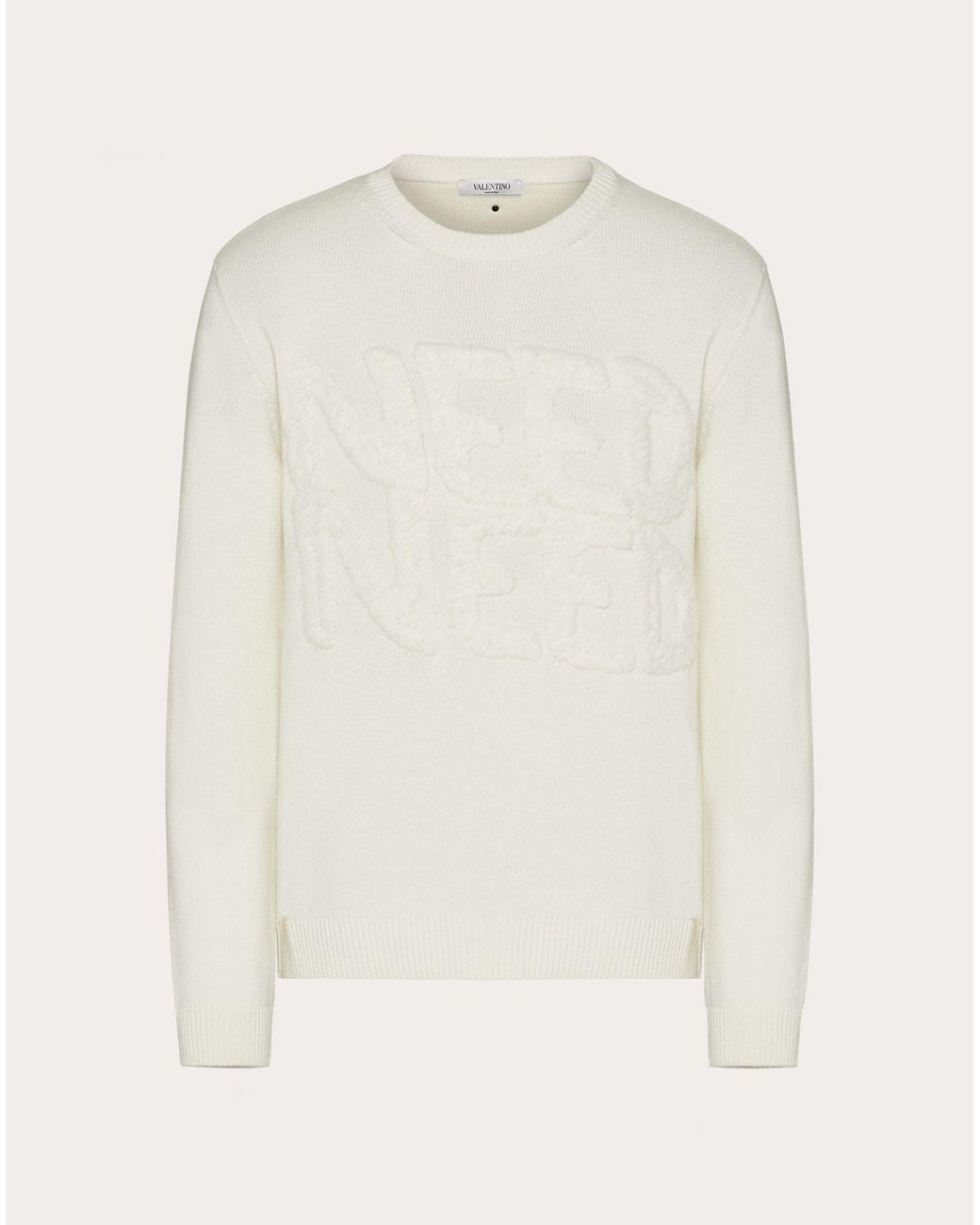 Valentino Wool/cashmere Crewneck Sweater With Need Need Embroidery in ...