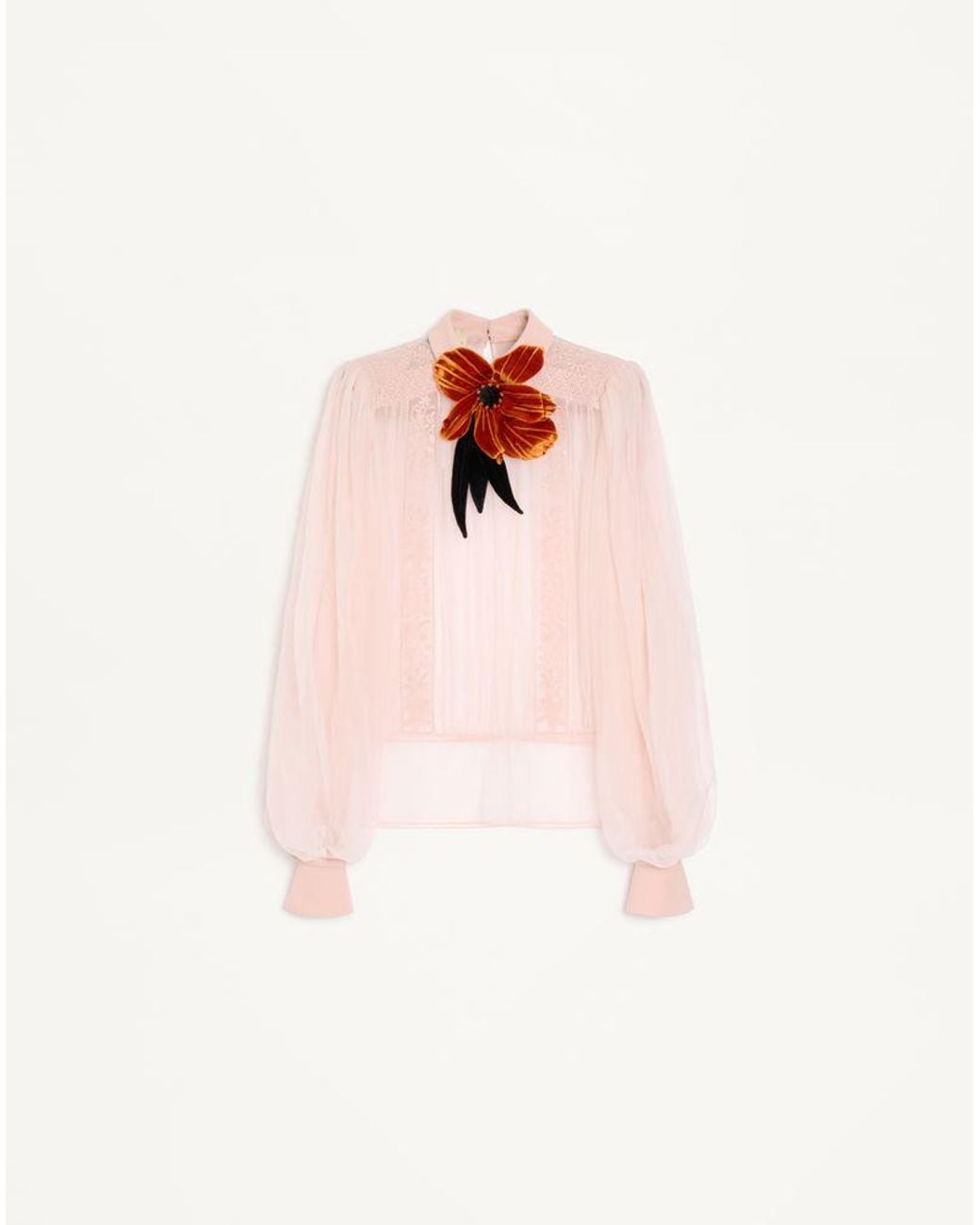 Valentino Pink Embroidered Organza Top