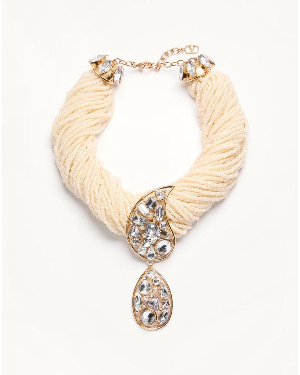 Valentino Garavani White Hypergoutte Torchon Necklace