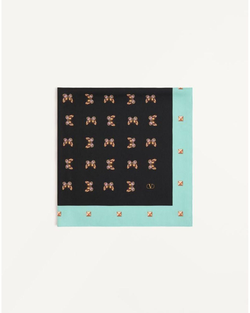 Valentino Garavani Black Silk Scarf With All-Over Butterflow Print for men
