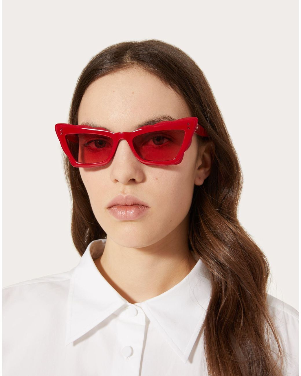 Valentino Acetate Cat-eye Frames in Red