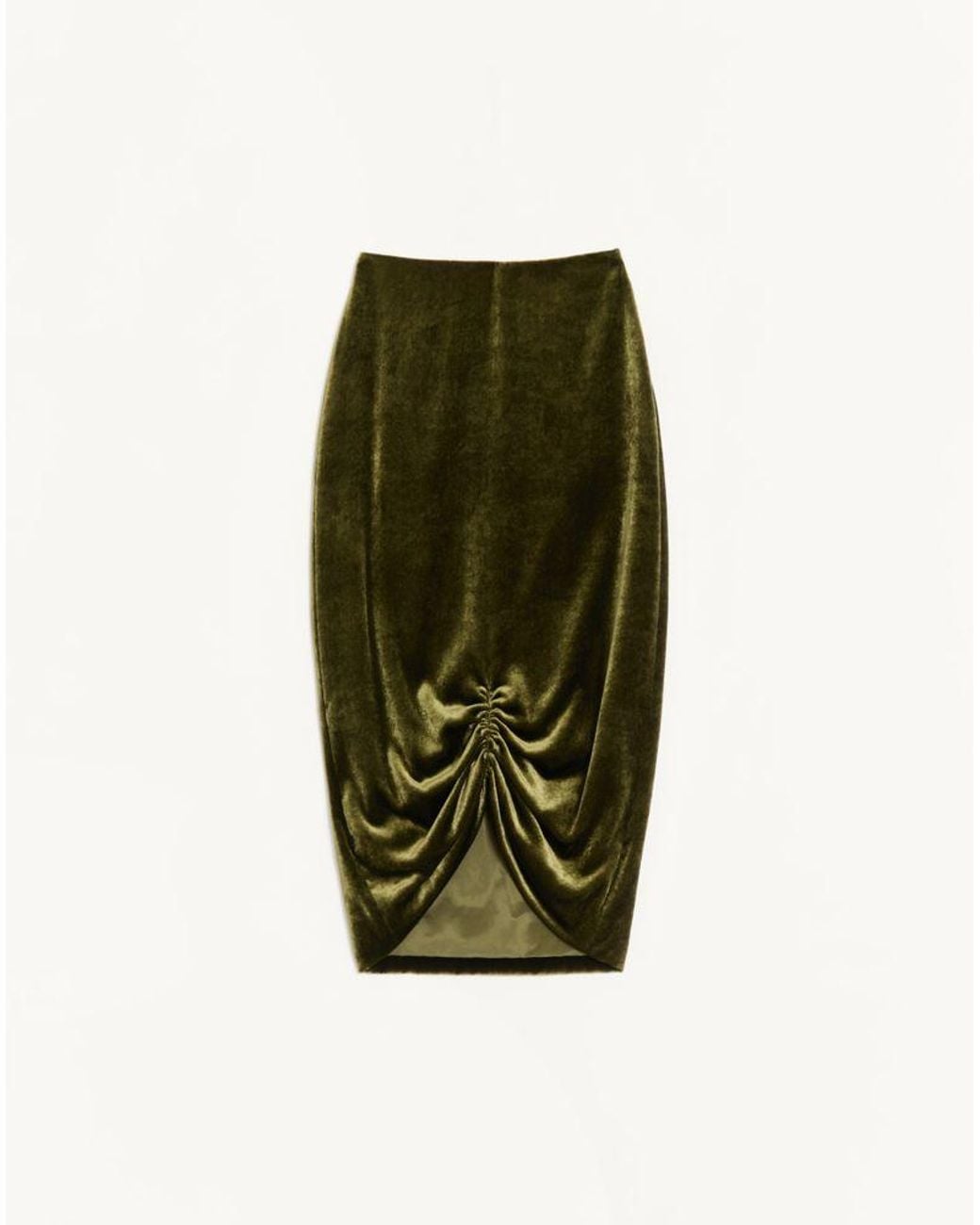 Valentino Green Velvet Midi Skirt 42