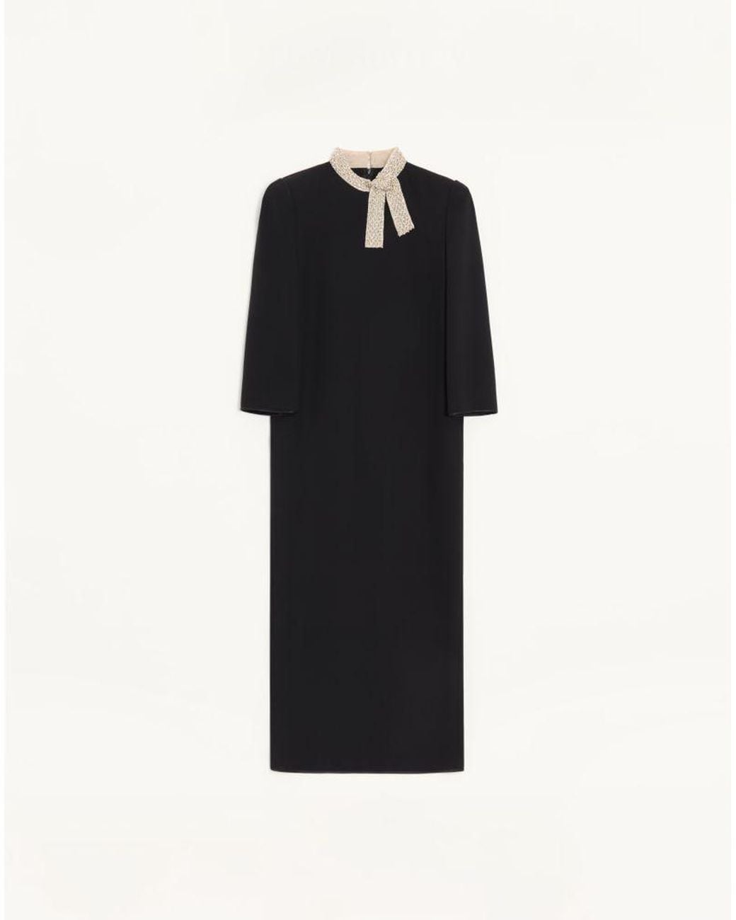 Valentino Black Cady Couture Embroidered Dress