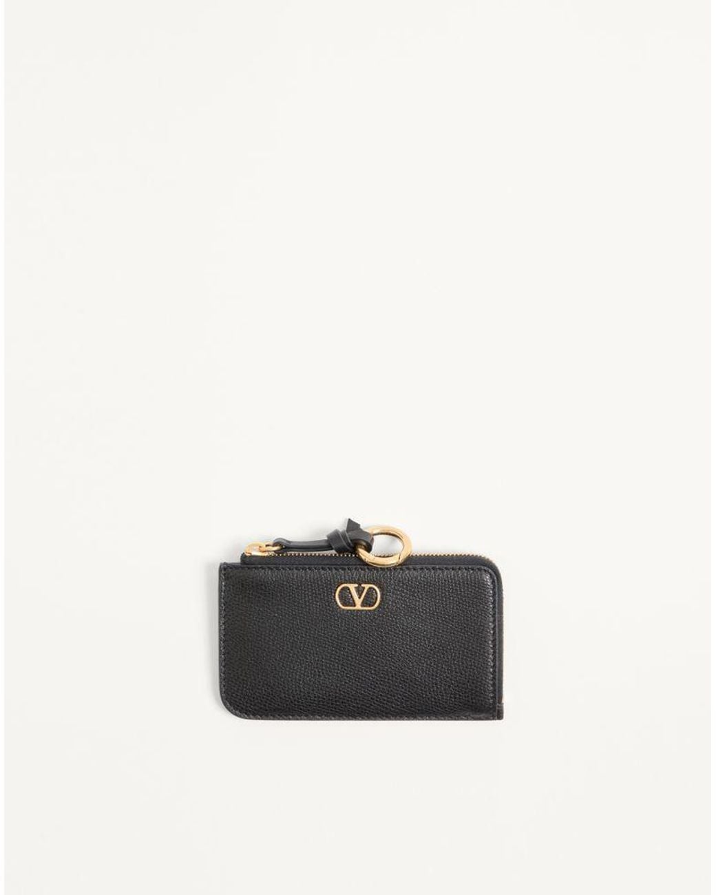 Valentino Garavani White Vlogo Signature Zip-Around Charm Cardholder