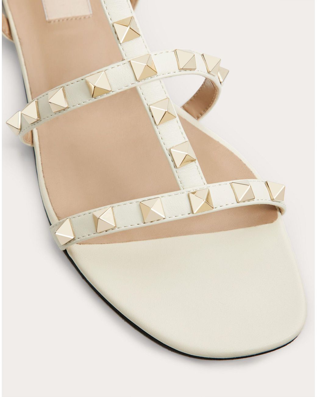 rockstud calfskin ankle strap flat sandal