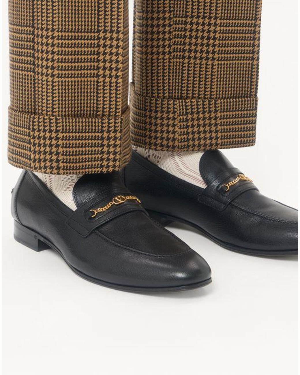 メンズ Valentino Garavani Vロゴ シグネチャー キッドスキン ローファー White