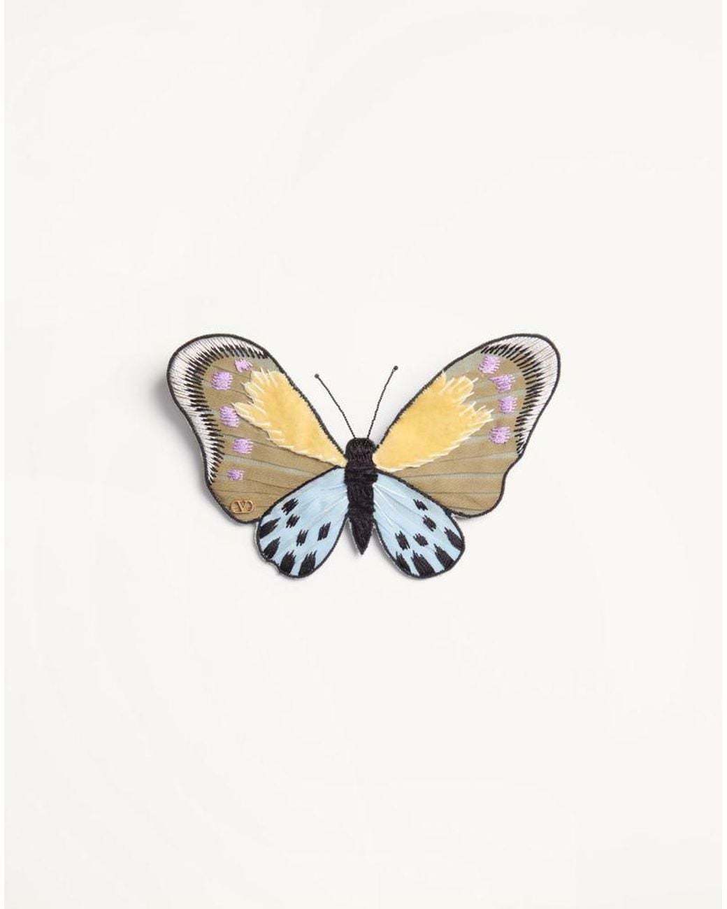 Valentino Garavani White Flutterby Velvet Brooch for men