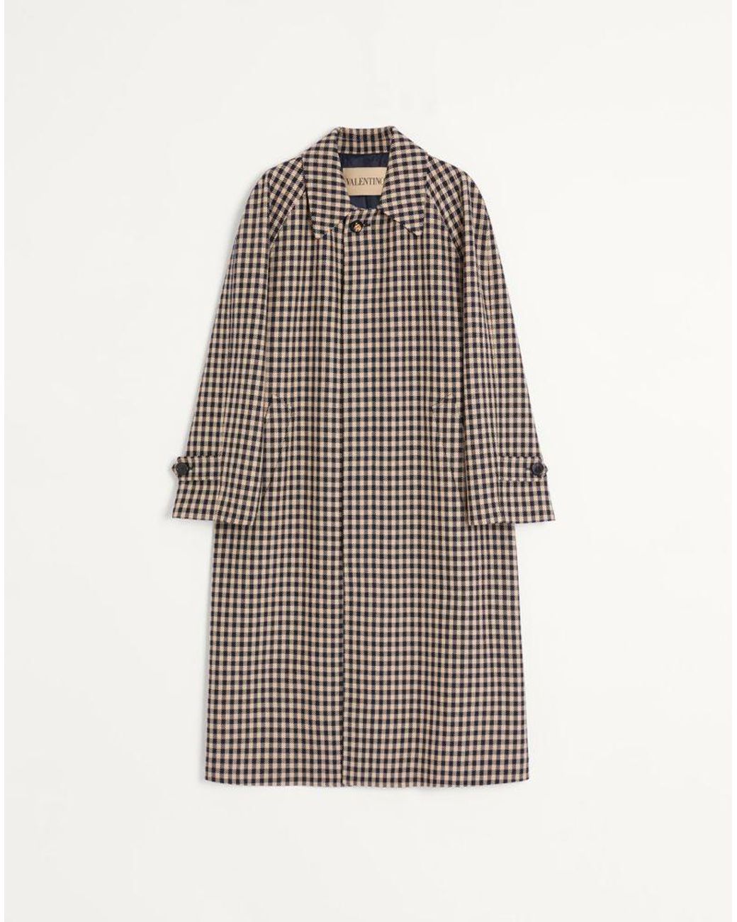 Valentino Natural Single-Breasted Cotton And Wool Coat With Vichy Pattern for men