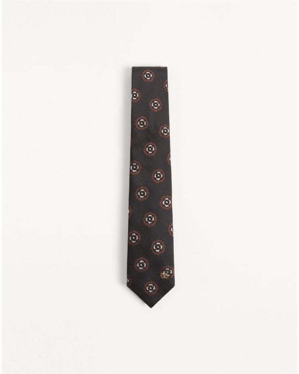 Valentino Garavani White Valentie Silk Jacquard Tie With Geometric Pattern for men