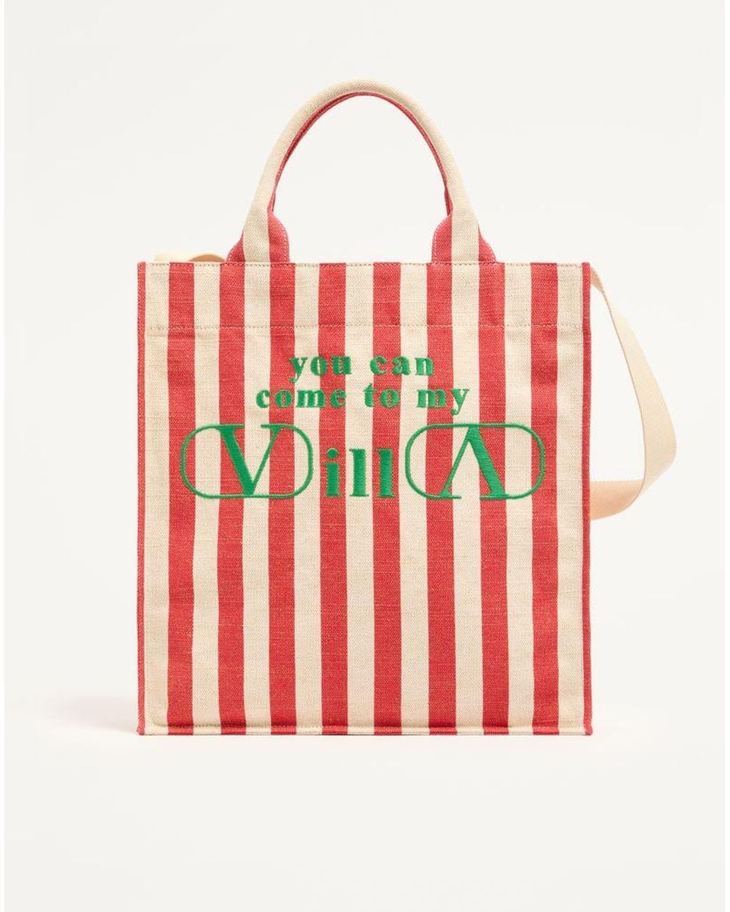 Valentino Garavani Red Myvilla Medium Canvas Shopping Bag With Embroidery for men