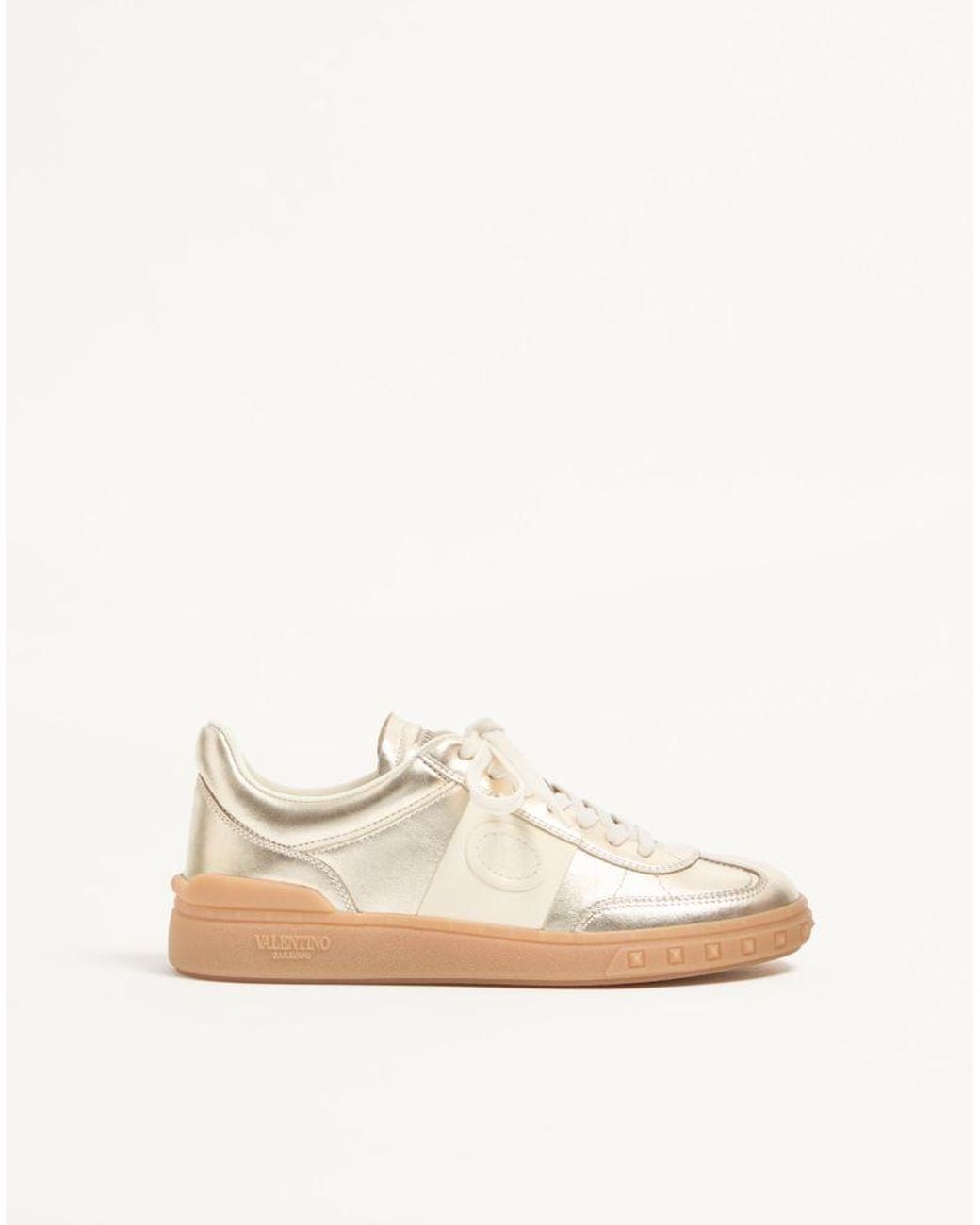 Valentino Garavani White Upvillage Trainer In Laminated Calfskin With Nappa Calfskin Leather Band