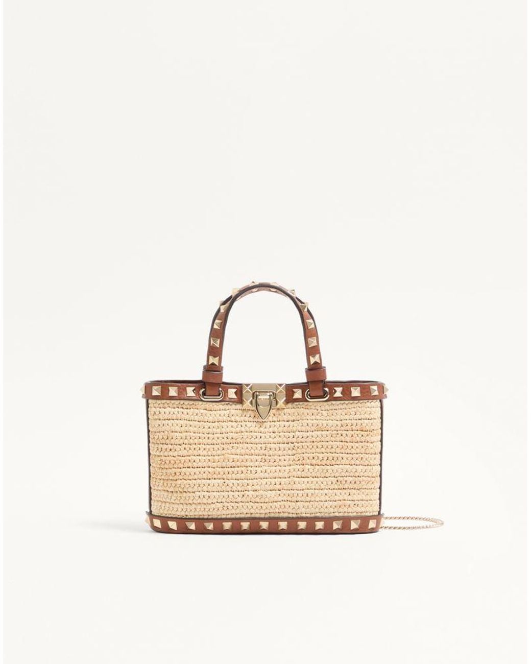 Valentino Garavani Natural Mini Rockstud Shopping Bag