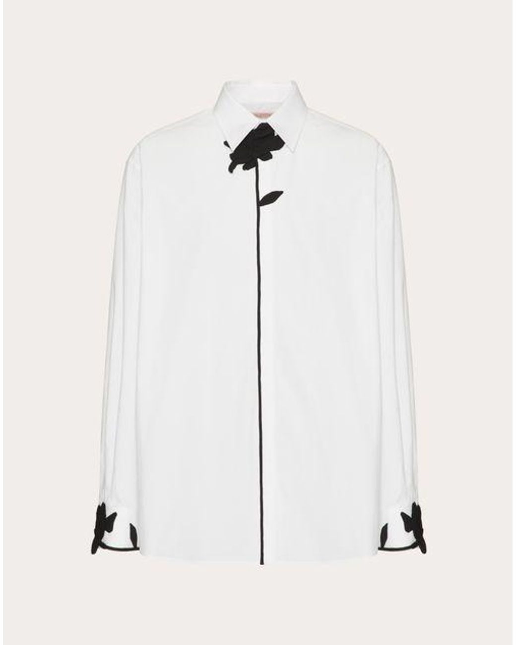 CAMISA MANGA LARGA DE POPELINA DE ALGODÓN CON BORDADO FLORAL