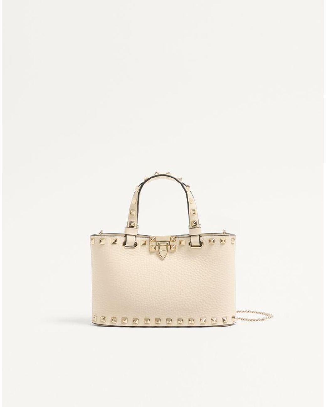 Valentino Garavani Natural Rockstud Mini Shopping Bag