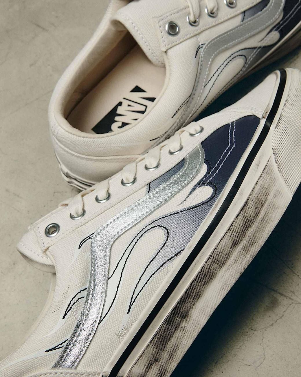 Vans White Premium Old Skool 36 Flames Shoes for men