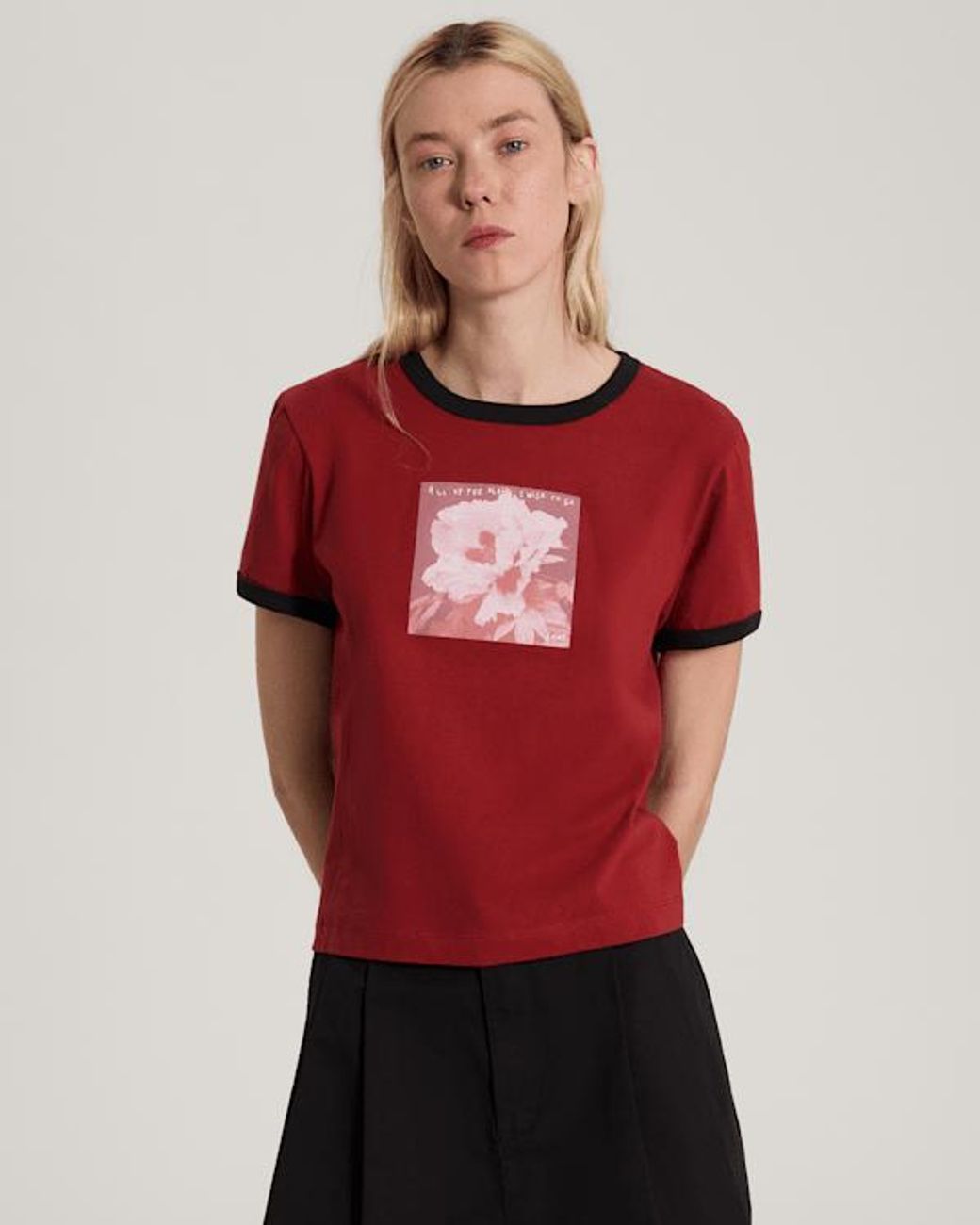 Vans Red Places I Wish To Go Ringer Ss Tee Poppy Ember