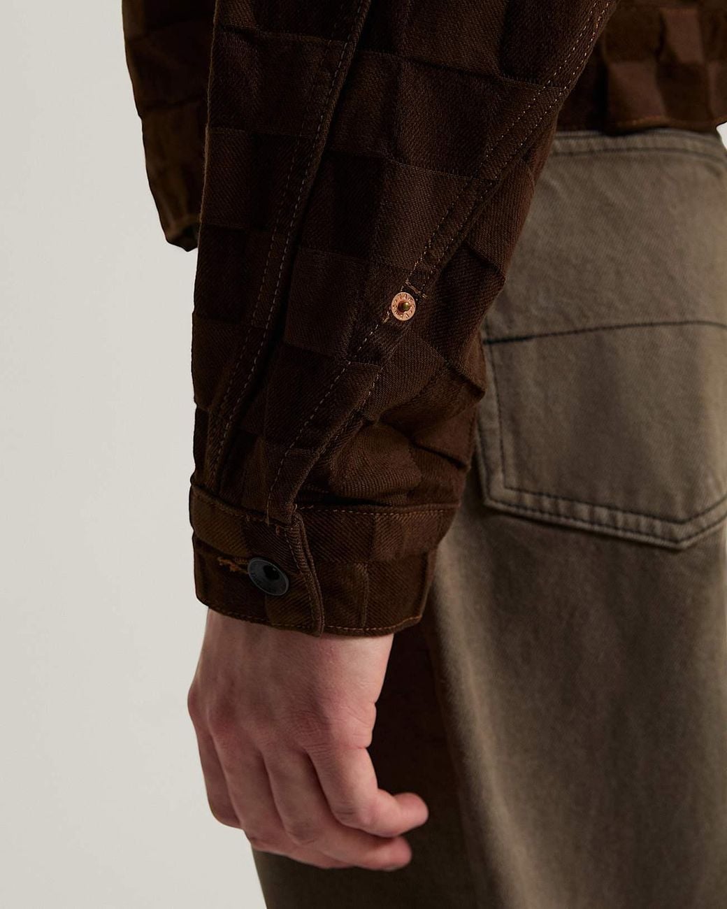 Vans Check-5 Checkerboard Denim Trucker Jacke Demitasse, Herren, Größe in Brown für Herren