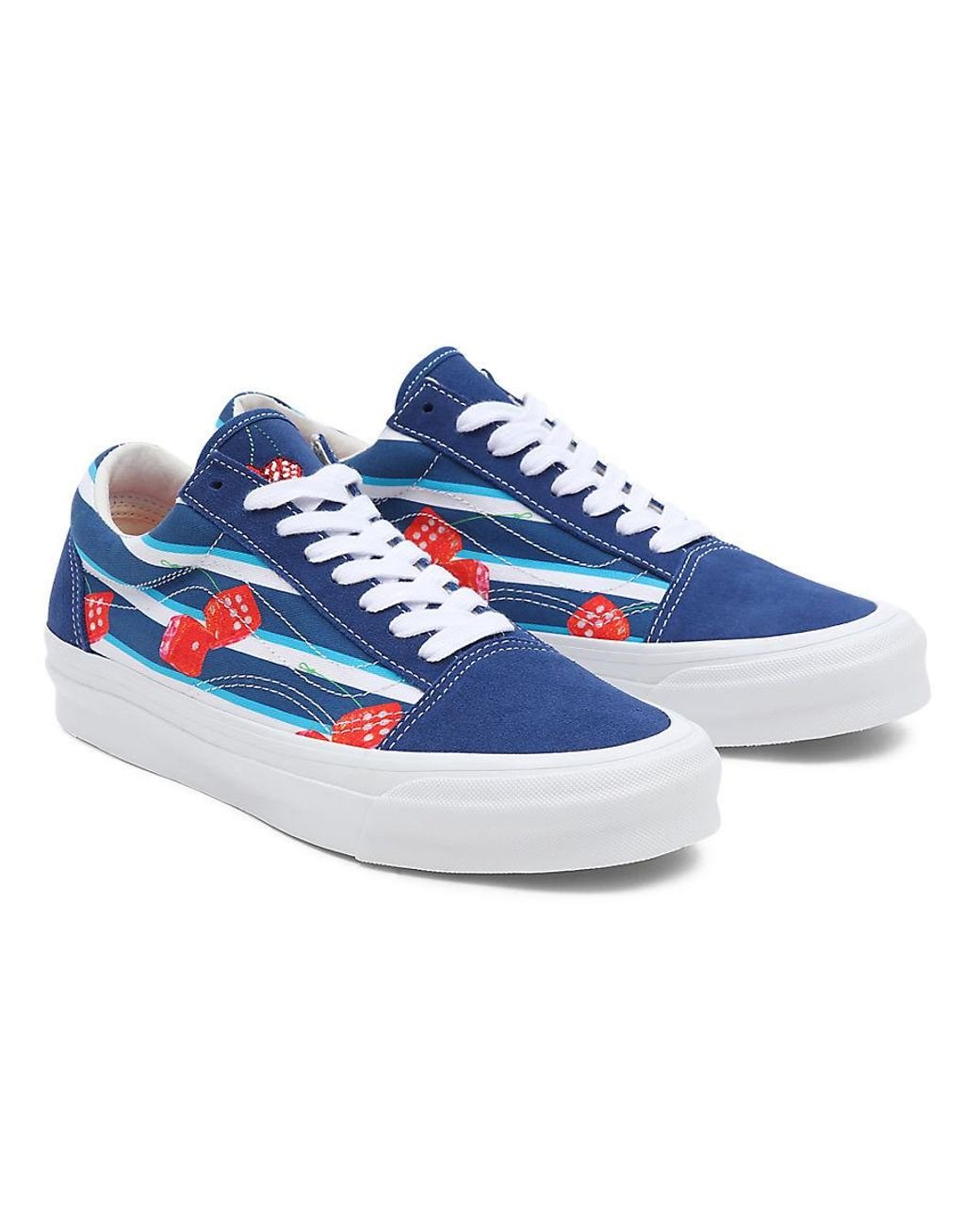 Vans old skool shop blue and red